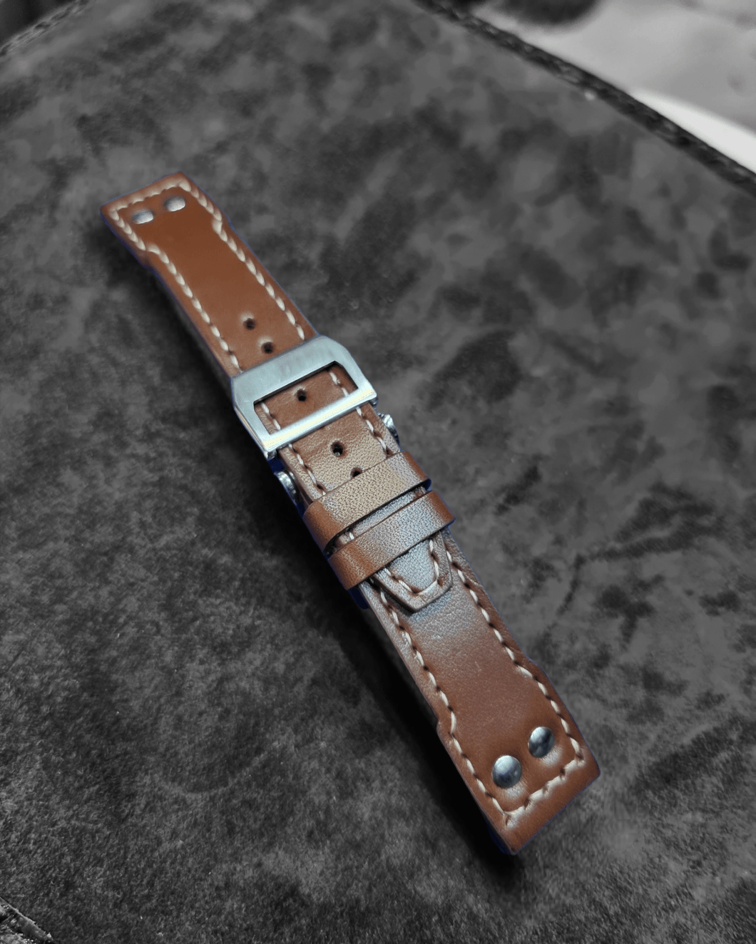 Indianleathercraft Watch Bands 20/18mm Handmade IWC brown leather strap