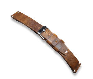 Indianleathercraft Watch Bands 20mm / Tan Handmade tobacco brown leather strap
