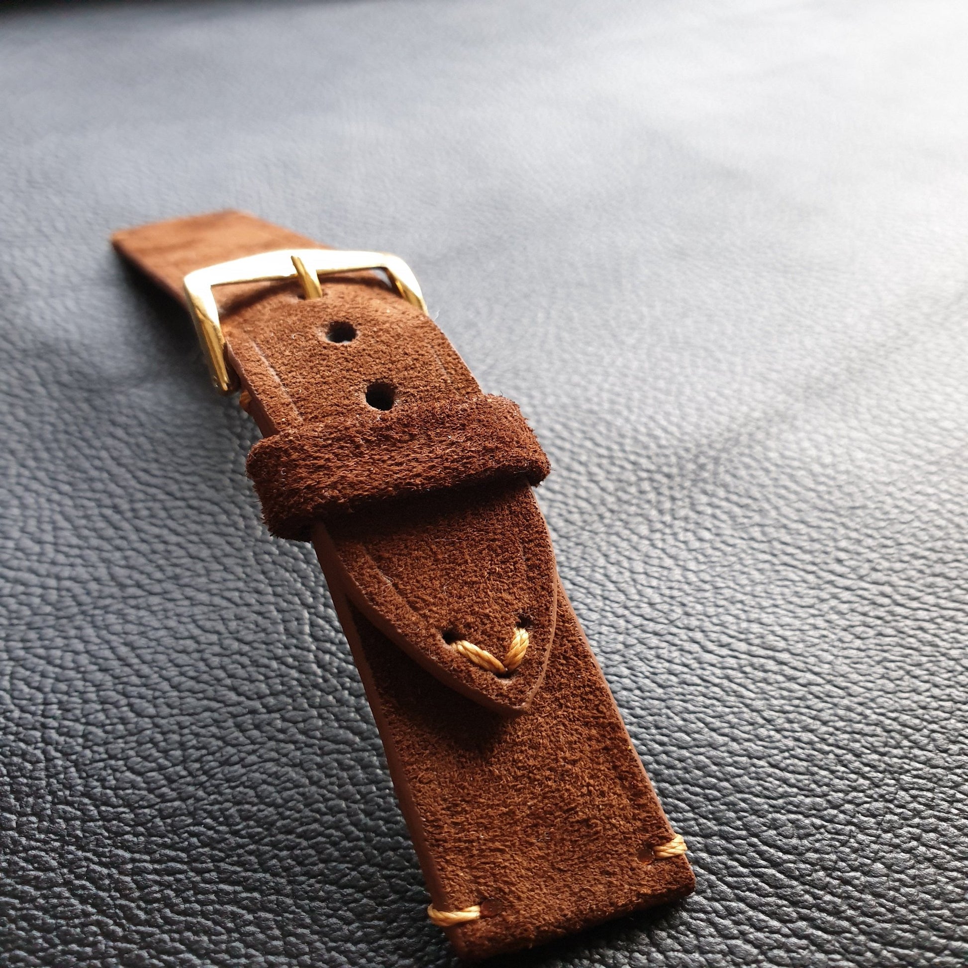 Indianleathercraft Watch Bands 21mm Brown suede leather strap handmade