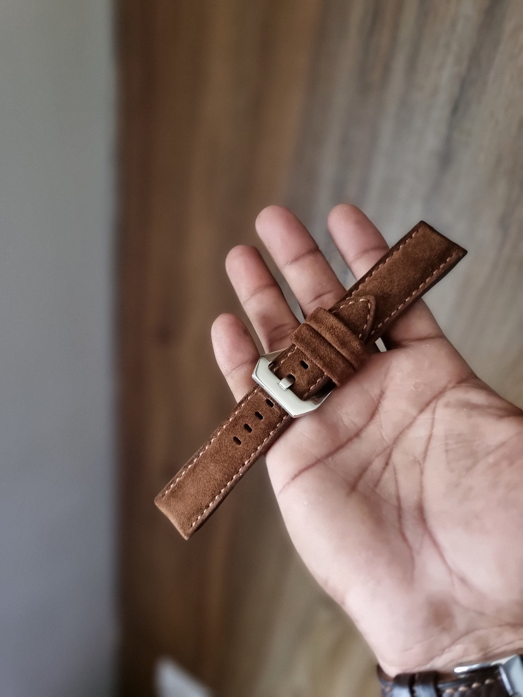 Indianleathercraft Watch Bands 22mm / Brown Suede leather strap for panerai