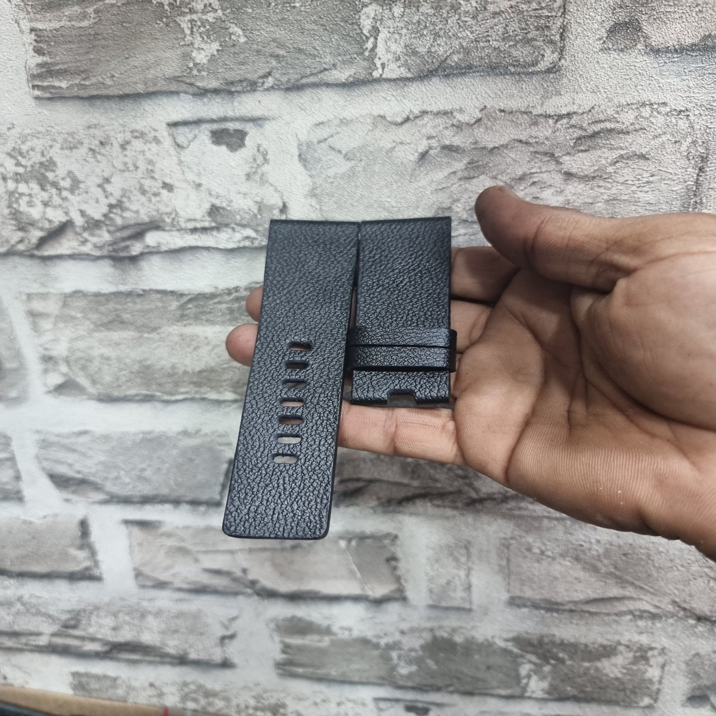 Indianleathercraft Watch Bands 24mm / Black Handmade diesel watch leather strap