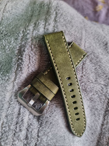 Indianleathercraft Watch Bands 24mm / Olive Italian leather straps for panerai