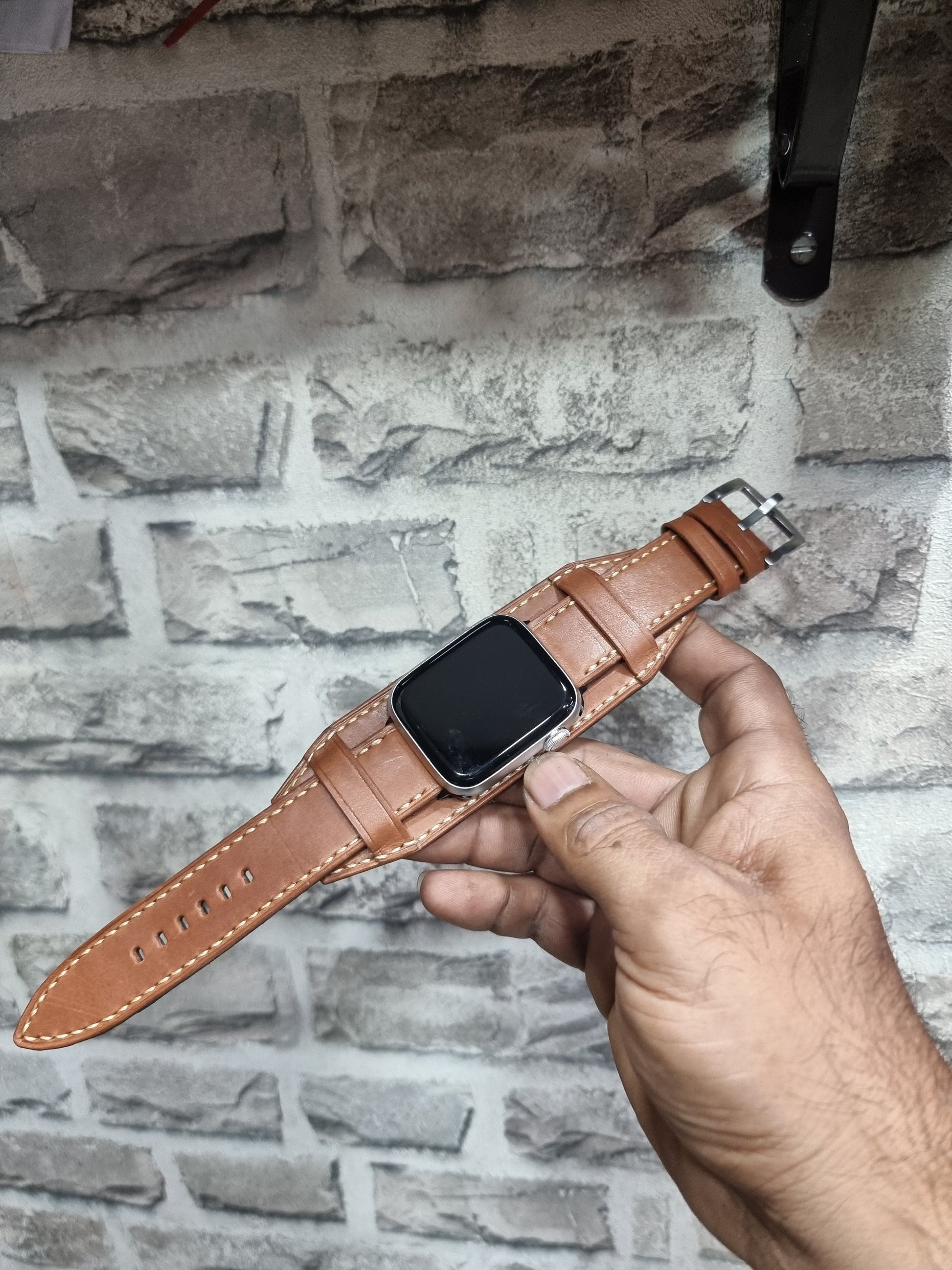 Indianleathercraft Watch Bands Apple watch cuff leather strap