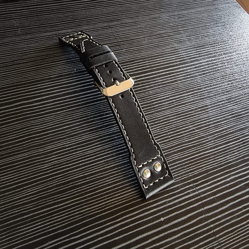 Black leather strap for IWC - Indianleathercraft