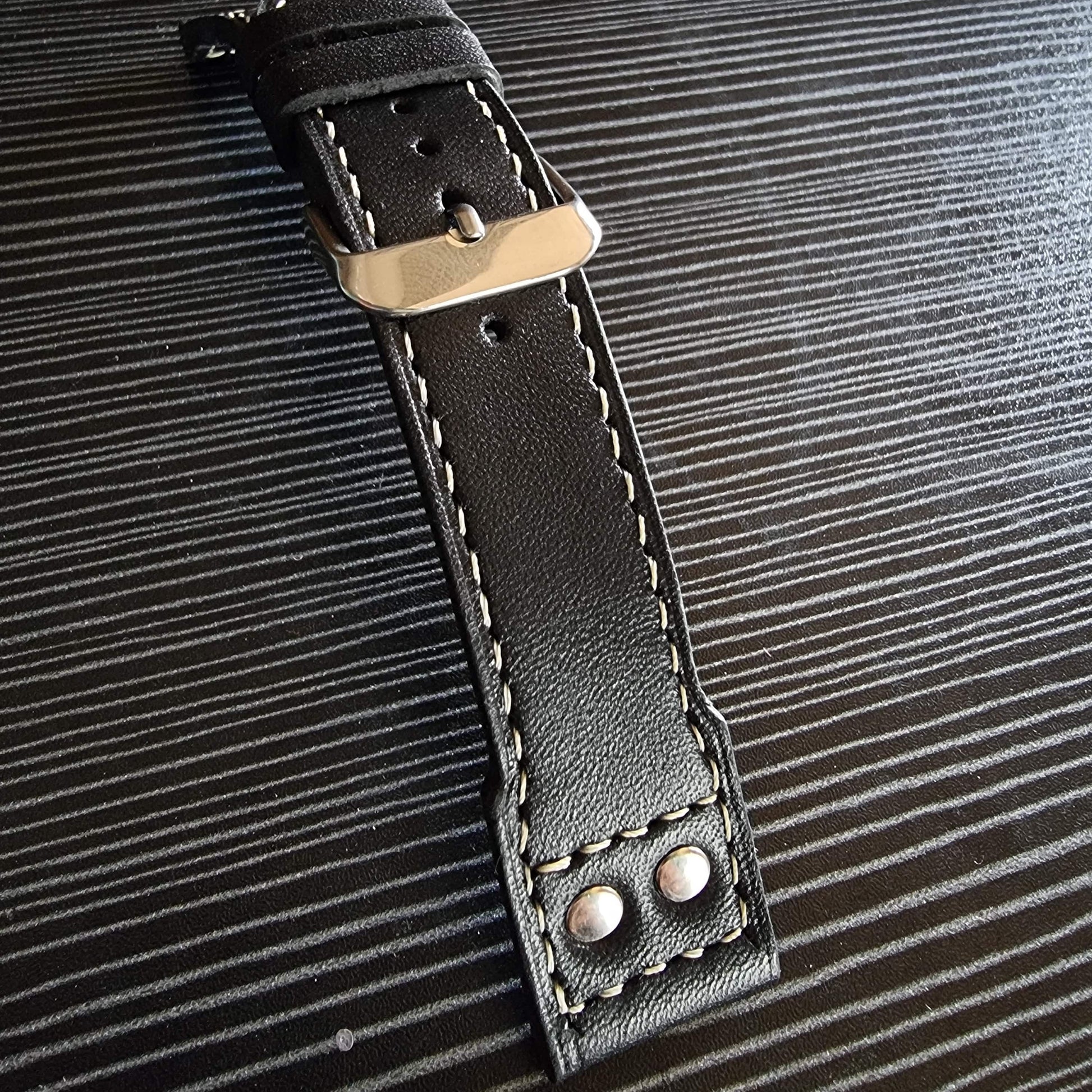 Indianleathercraft Watch Bands Black leather strap for IWC