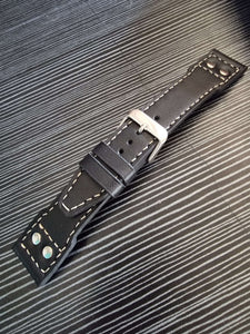 Indianleathercraft Watch Bands Black leather strap for IWC
