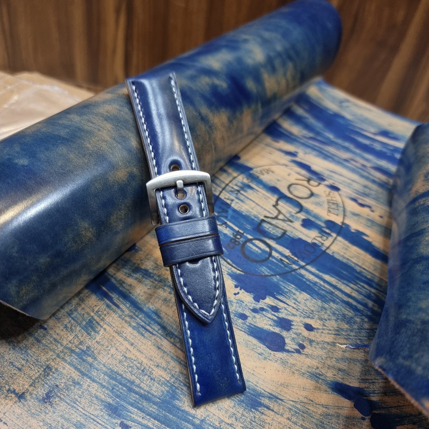 Indianleathercraft Watch Bands Blue / 22mm Shell Cordovan watch strap