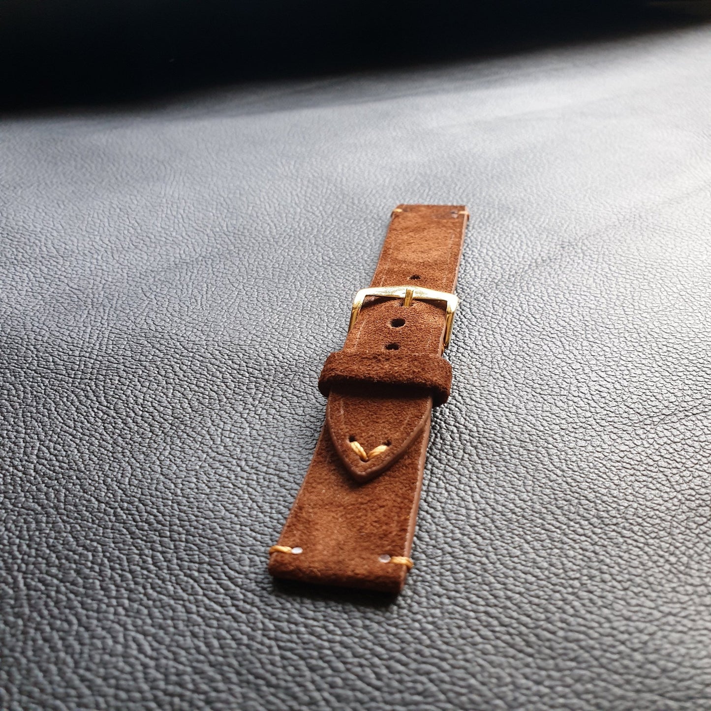 Indianleathercraft Watch Bands Brown suede leather strap handmade