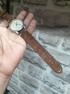 Indianleathercraft Watch Bands Brown suede leather strap handmade