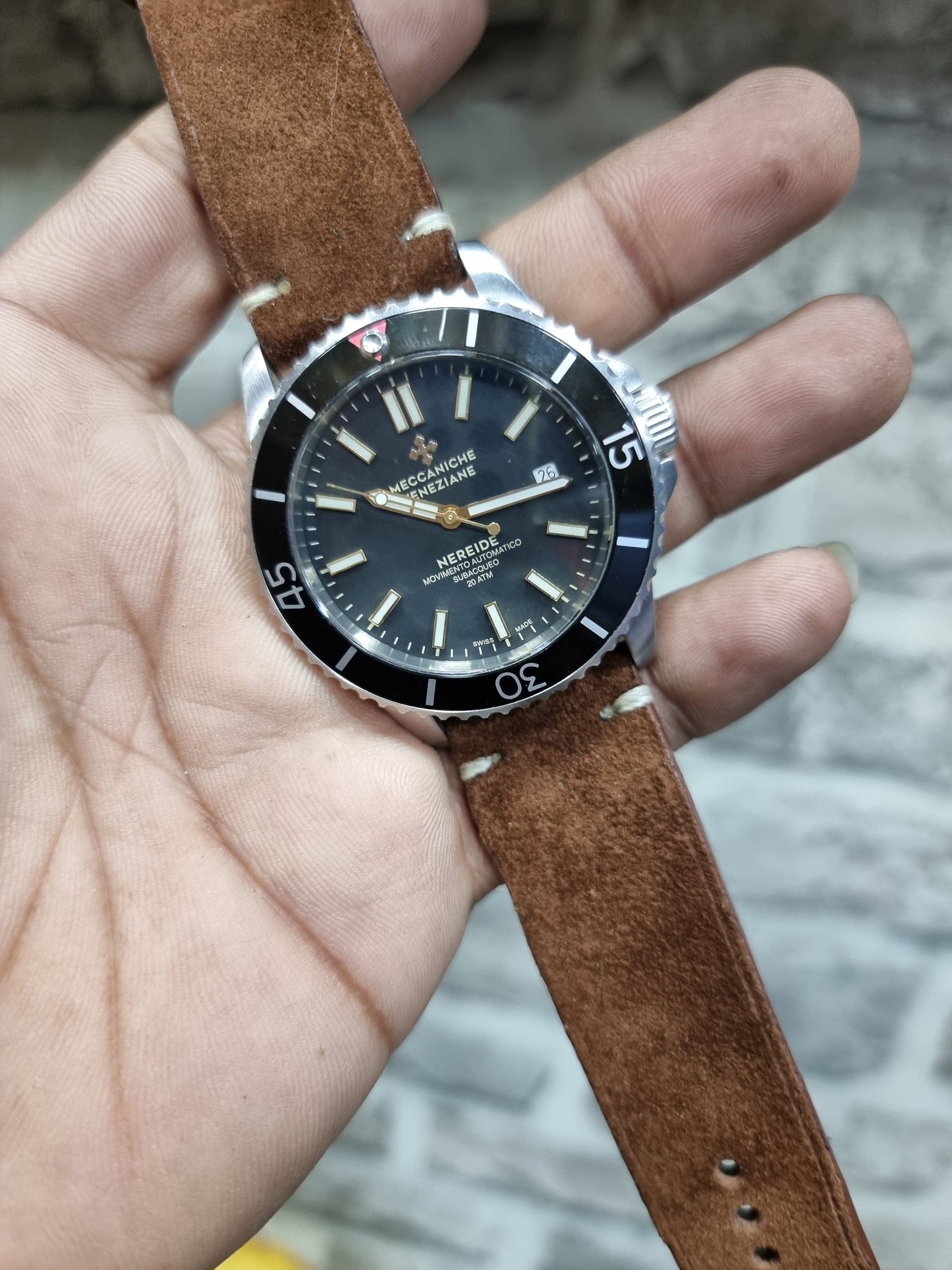 Indianleathercraft Watch Bands Brown suede leather strap handmade