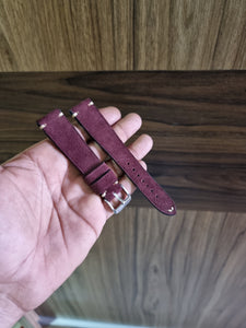 Indianleathercraft Watch Bands Burgundy suede leather strap for oris