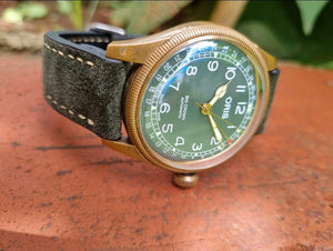 Indianleathercraft Watch Bands Handmade green suede strap for Oris