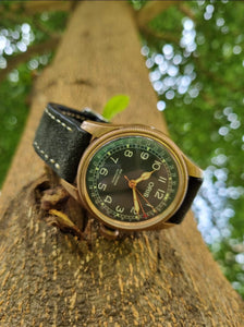 Indianleathercraft Watch Bands Handmade green suede strap for Oris