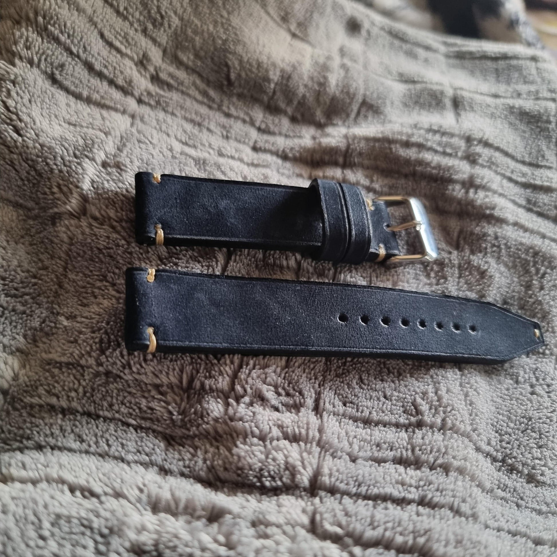 Indianleathercraft Watch Bands Navy nubuk leather watch strap