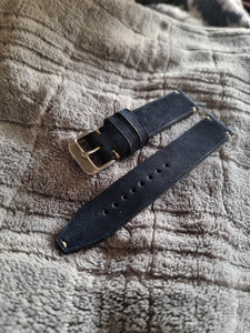 Indianleathercraft Watch Bands Navy nubuk leather watch strap