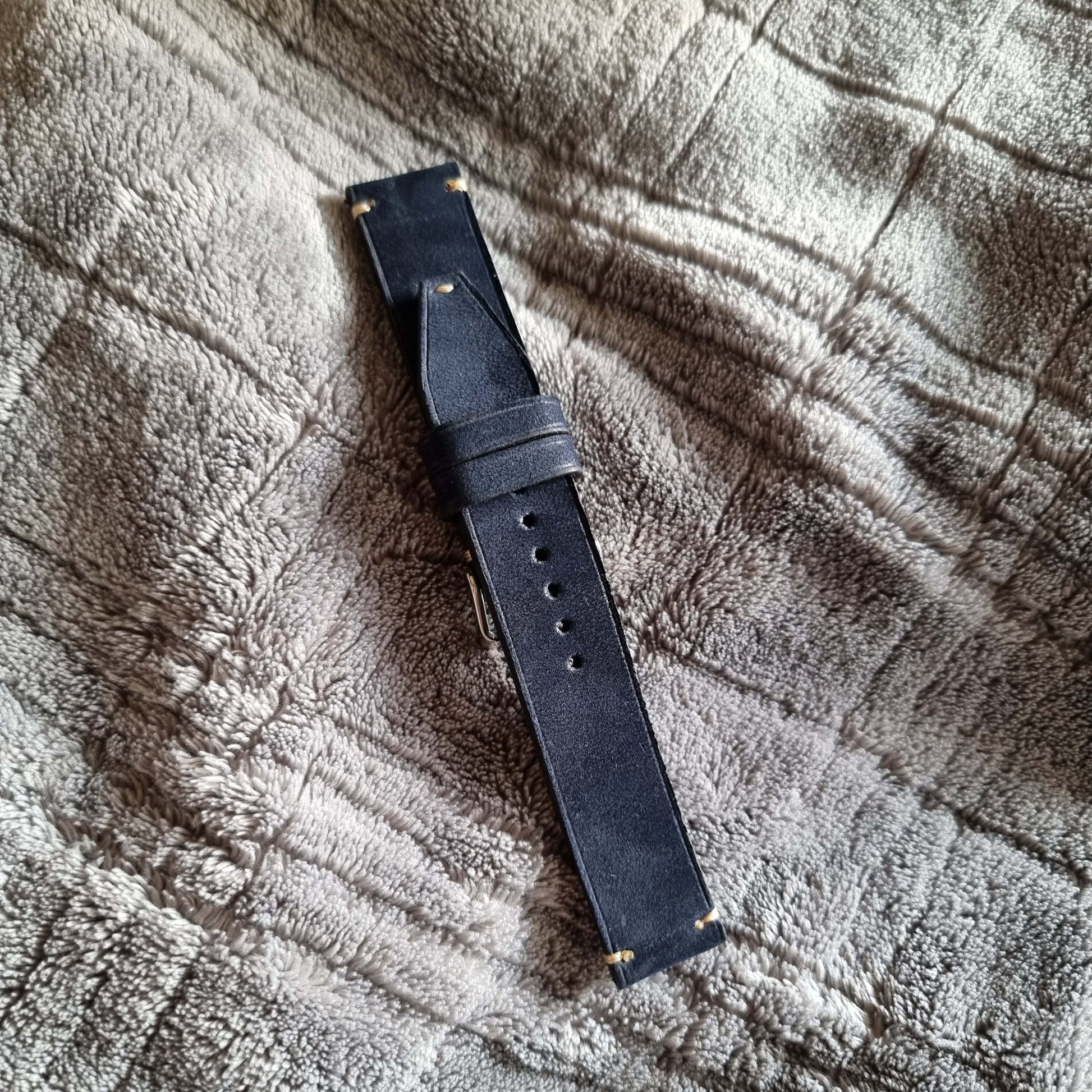 Indianleathercraft Watch Bands Navy nubuk leather watch strap