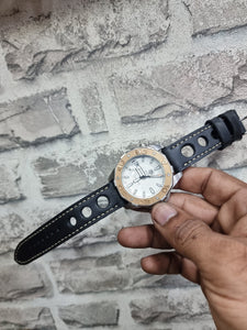 Indianleathercraft watch strap Handmade black racing leather strap