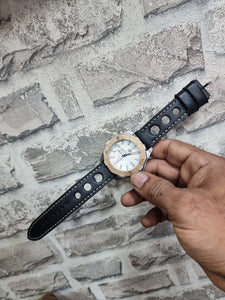 Indianleathercraft watch strap Handmade black racing leather strap
